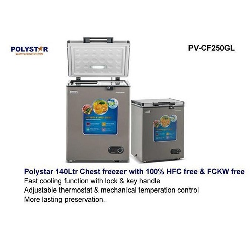   Polystar 140L Chest Freezer | PV-CF250GL - deluxe.com.ng