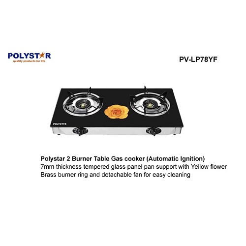 Polystar 2 BURNER TABLE GAS COOKER WITH TEMPERED GLASS TOP | PV-LP78YF Polystar 2 BURNER TABLE GAS COOKER WITH TEMPERED GLASS TOP | PV-LP78YF - deluxe.com.ng