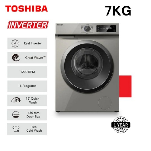TOSHIBA WASHING MACHINE 7KG FL SILVER TW-BJ80S2GH (SK) TOSHIBA WASHING MACHINE 7KG FL SILVER TW-BJ80S2GH (SK) - deluxe.com.ng
