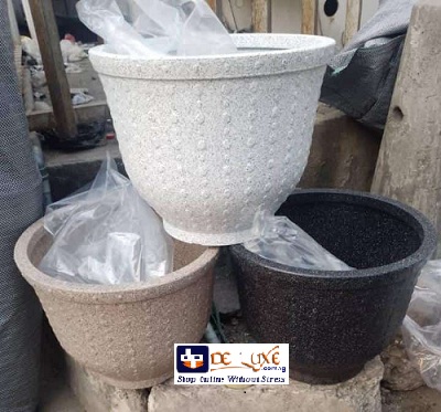 WHITE, LIGHT BROWN AND BLACK V-SHAPED STONE VERTICAL DESIGNED FLOWER POT (PEGLO) WHITE, LIGHT BROWN AND BLACK V-SHAPED STONE VERTICAL DESIGNED FLOWER POT (PEGLO) - DELUXE.COM.NG