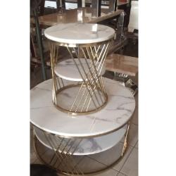 QUALITY DESIGNED WHITE MARBLE UP & DOWN CENTER TABLE & SIDE STOOL- AVAILABLE (MOBIN) QUALITY DESIGNED WHITE MARBLE UP & DOWN CENTER TABLE & SIDE STOOL- AVAILABLE (MOBIN) - Deluxe.com.ng