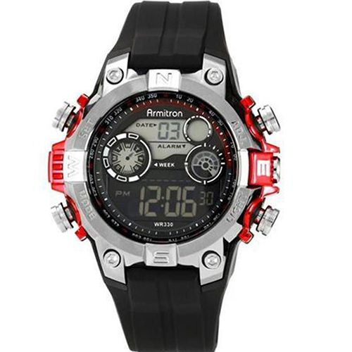 ARMITRON 40/8251RED Men’s Black Digital With Red Metallic Accents Strap Watch - deluxe.com.ng ARMITRON 40/8251RED Men’s Black Digital With Red Metallic Accents Strap Watch - deluxe.com.ng