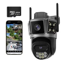 YUUIKLLE 4K Dual-Lens Security Surveillance Camera - Outdoor, 3-Way View, AI Detection (4G or WiFi)