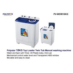 Polystar 10Kg Twin Tub Manual Washing Machine | PV-WDW10KG - deluxe.com.ng