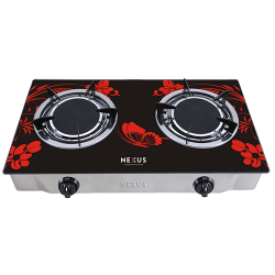 NEXUS NX-205BB (1) NEXUS GLASS DOUBLE BURNER GAS STOVE 