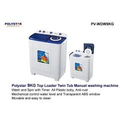 Polystar 9Kg Twin Tub Manual Washing Machine | PV-WDW9KG - deluxe.com.ng