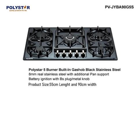 Polystar 90cm 5 Burner Gas Hob Stainless Steel | PV-JYBA90G5S - deluxe.com.ng