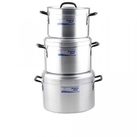 Kitchen King Set Of 3 Aluminium Cooking Pots And Non-Stick Spoon  -   deluxe.com.ng